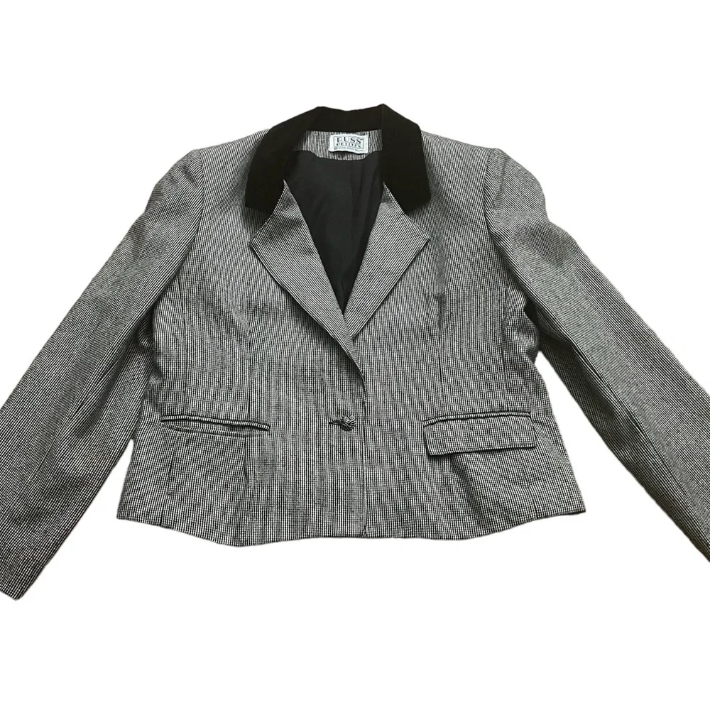 Vintage 1980’s Herringbone Black/White Blazer, Union Made, Great Quality, Medium